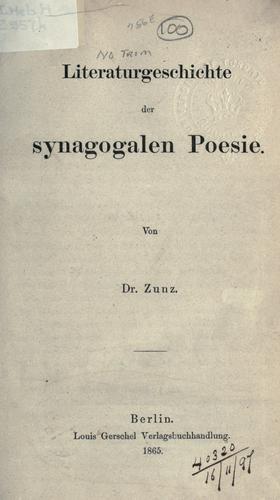 Literaturgeschichte der synagogalen Poesie.