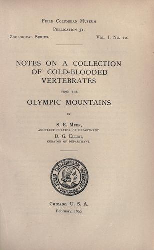 Notes on a collection of cold-blooded vertebrates from the Olympic Mountains