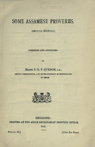 Some Assamese proverbs.