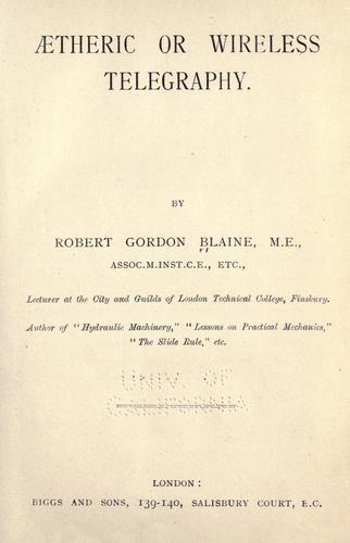 Ætheric or wireless telegraphy