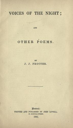 Voices of the night, and other poems.