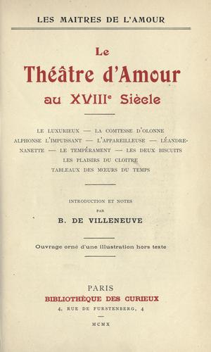 Le Théâtre d'amour au 18e sìecle.
