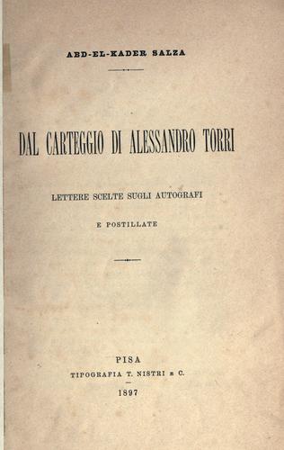 Dal carteggio di Alessandro Torri