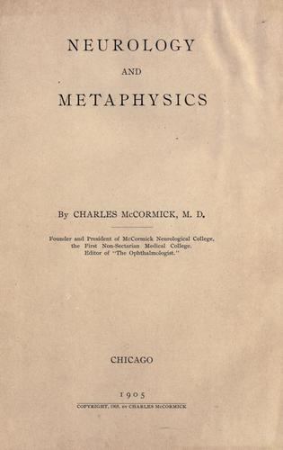Neurology and metaphysics