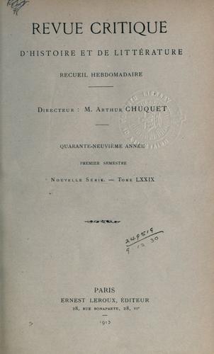 Revue critique d'histoire et de littérature