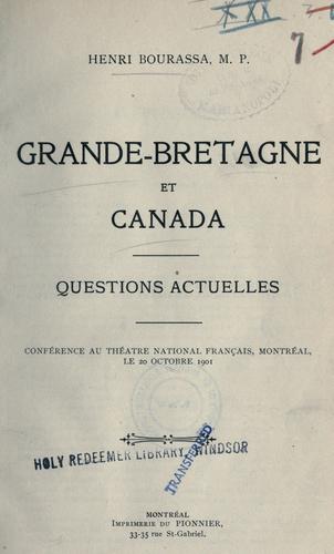 Grande-Bretagne et Canada; questions actuelles