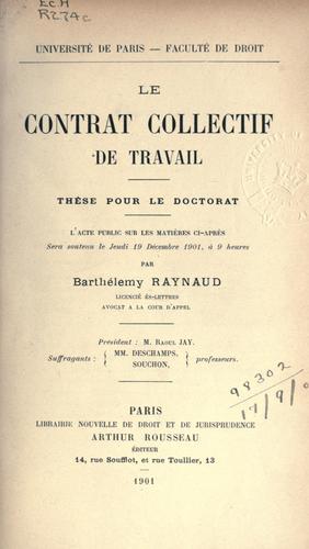 Le contrat collectif de travail