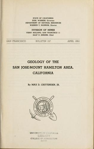 Geology of the San Jose-Mount Hamilton area, California
