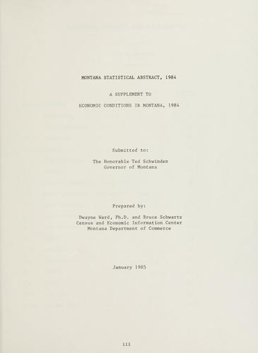 Montana statistical abstract, 1984