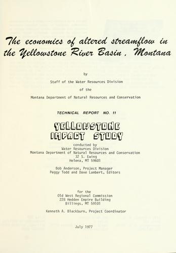 The economics of altered streamflow in the Yellowstone River Basin, Montana