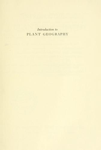 Introduction to plant geography and some related sciences.