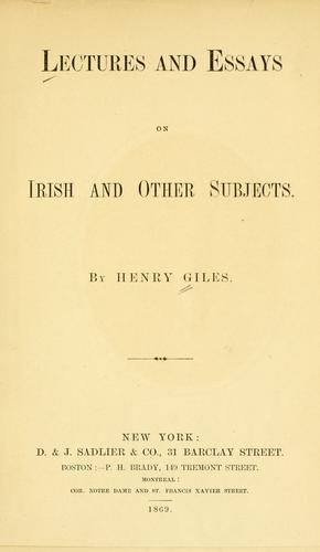 Lectures and essays on Irish and other subjects