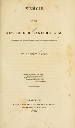 Memoir of the Rev. Joseph Sanford, A. M.