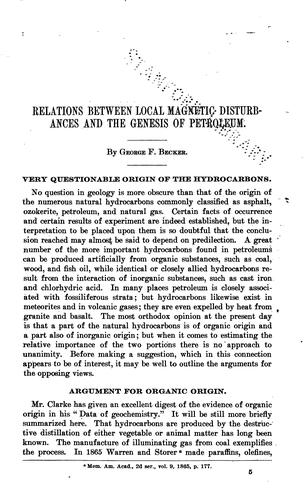 Relations between local magnetic disturbances and the genesis of petroleum
