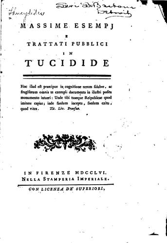 Massime esempi e trattati pubblici in Tucidide.