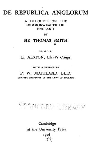 De republica Anglorum