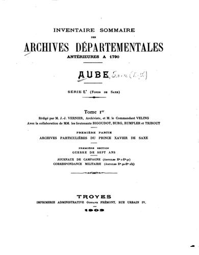 Inventaire sommaire des Archives départementales