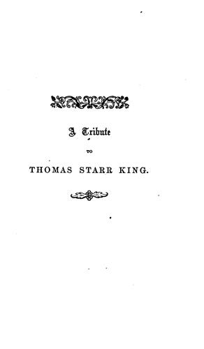 A tribute to Thomas Starr King.