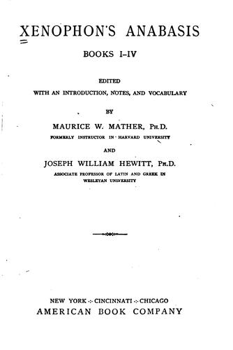 Xenophon's Anabasis, books I-IV