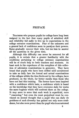 College entrance examination papers in plane geometry