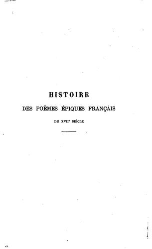 Histoire des poëmes épiques français du xviie siècle.