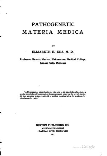 Pathogenetic materia medica