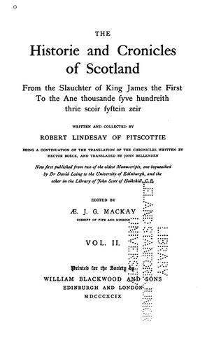 The historie and cronicles of Scotland