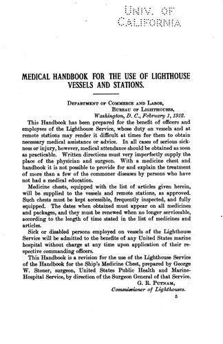 Medical handbook for the use of lighthouse vessels and stations.