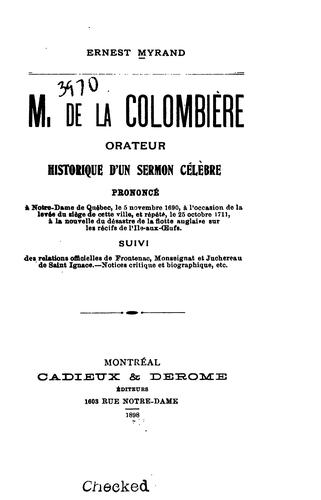 M. de La Colombière; orateur.