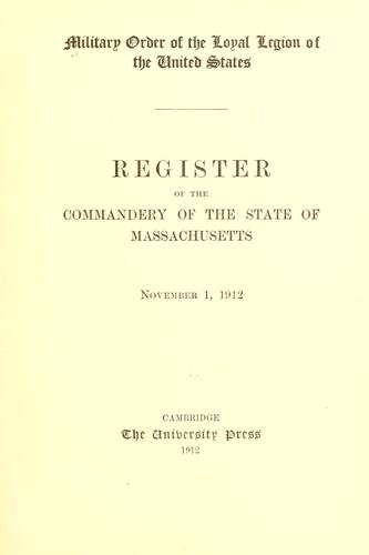 Register of the commandery of the state of Massachusetts, November 1, 1912.