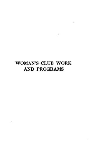 Woman's club work and programs