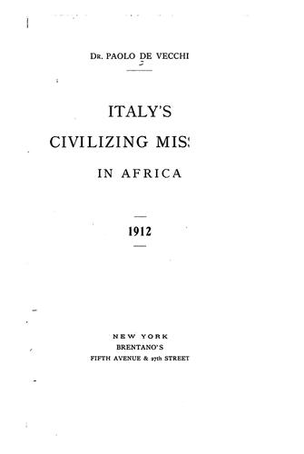 Italy's civilizing mission in Africa.