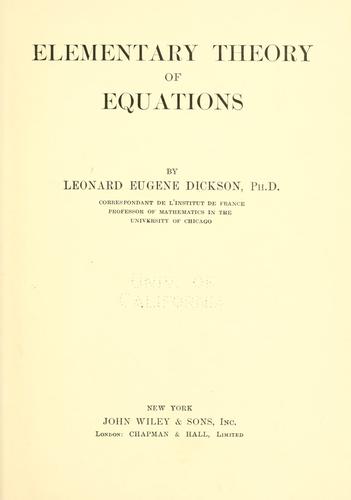 Elementary theory of equations