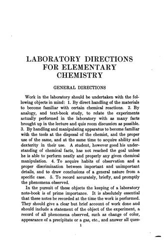 Laboratory directions for elementary chemistry