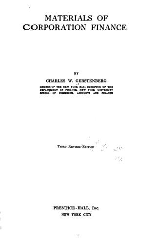 Materials of corporation finance