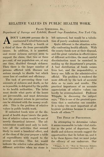 Relative values in public health work