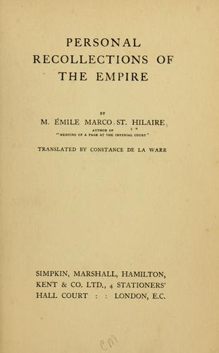 Personal recollections of the empire