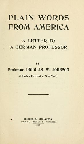 Plain words from America