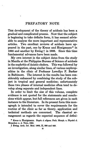 The principles of acidosis and clinical methods for its study