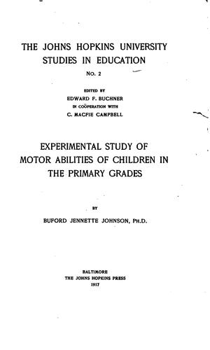 Experimental study of motor abilities of children in the primary grades