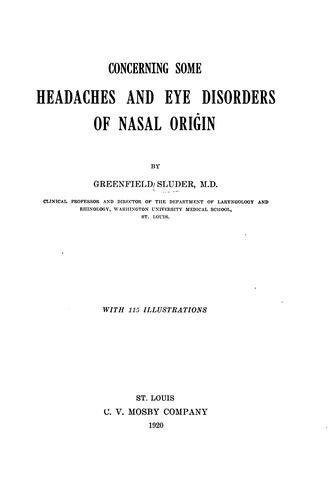 Concerning some headaches and eye disorders of nasal origin