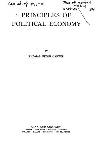 Principles of political economy