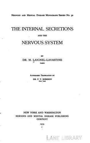 The internal secretions and the nervous system
