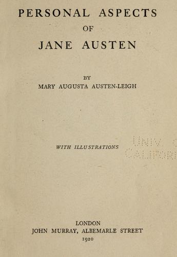 Personal aspects of Jane Austen