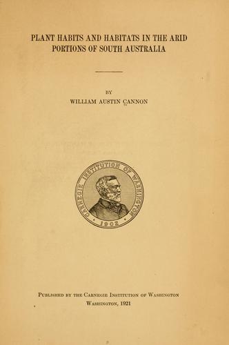 Plant habits and habitats in the arid portions of South Australia