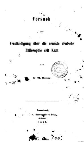Versuch zur Verständigung über die neueste deutsche Philosophie seit Kant