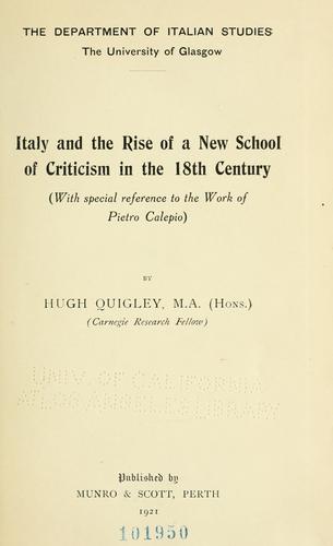 Italy and the rise of a new school of criticism in the 18th century