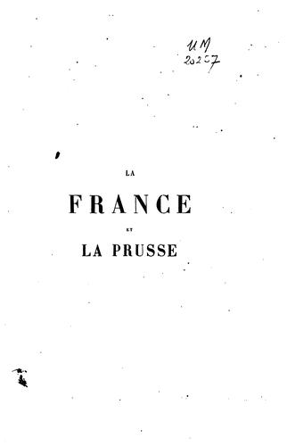 La France et la Prusse avant la guerre