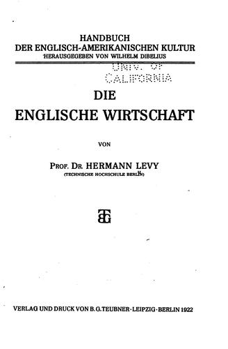 Die englische Wirtschaft