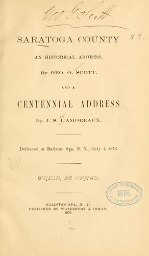 Saratoga County, an historical address